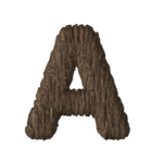 Letter A with Bark Texture